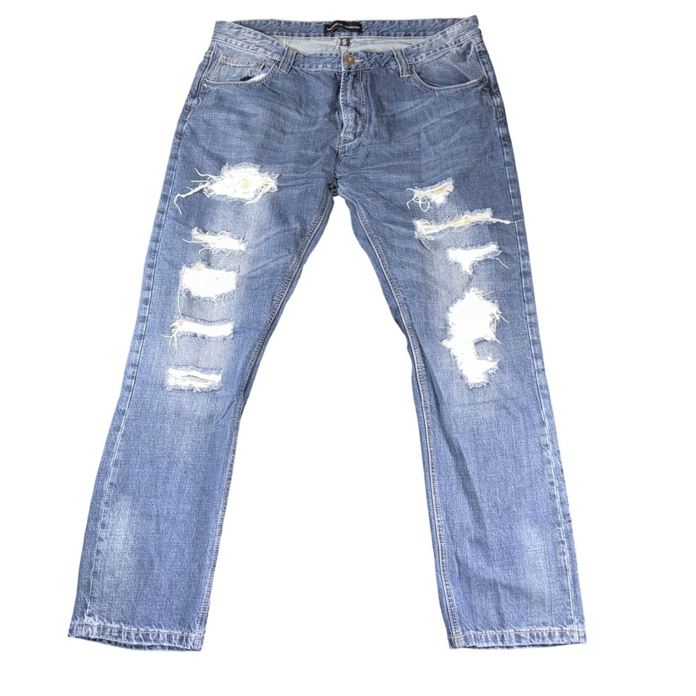 Maison de Garcon Jeans Mens 42 4XL Distressed Ripped Denim Straight Leg Pants